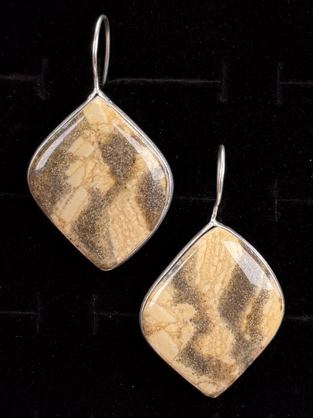Gorgeous Wooden Jasper 925 Silver Overlay Handmade Earrings